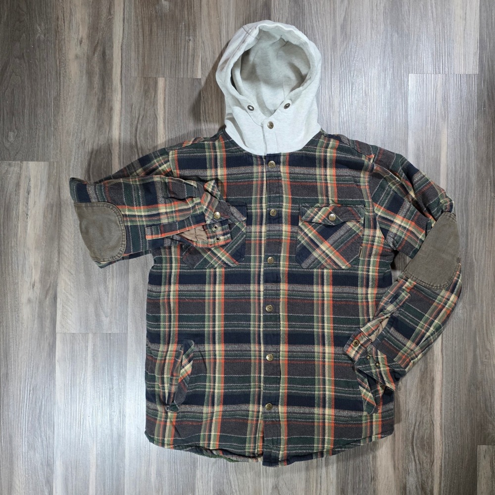 Legendary Whitetails‎ Mens Plaid Sherpa Lined Hooded Flannel Shirt Jacket Medium
